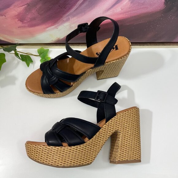 Korks by Kork-Ease Dee Sandals Strappy Wedge Heel Platforms in Black‎ 10 - Picture 8 of 11